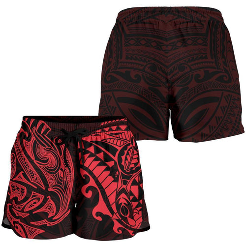 New ZealandAll Over Print Women's Shorts, Maori Polynesian Tattoo Red - Vibe Hoodie