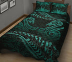 aotearoa-quilt-bed-set-turquoise-maori-manaia-with-silver-fern