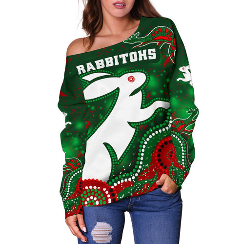 (Custom Personalised) Rabbitohs Women's Off Shoulder Sweater Magic Style - Vibe Hoodie