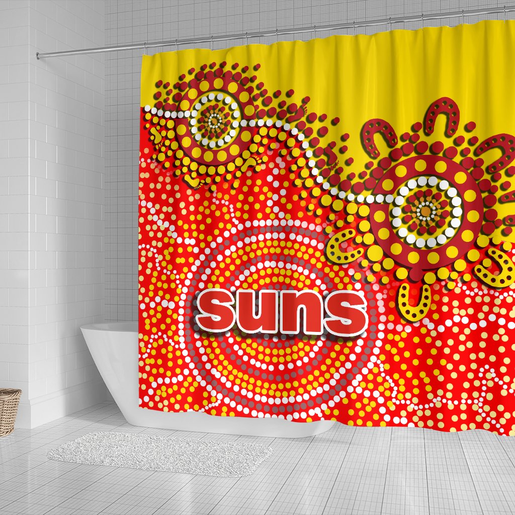gold-coast-shower-curtain-sun-aboriginal