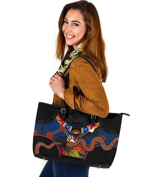 aboriginal-leather-tote-bag-australian-boomerang-and-snake-indigenous-art-ver-02