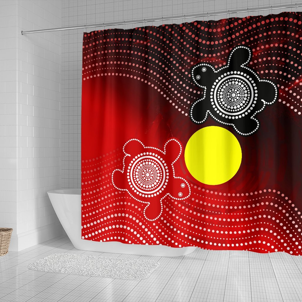 aboriginal-shower-curtain-indigenous-circle-dot-painting-style