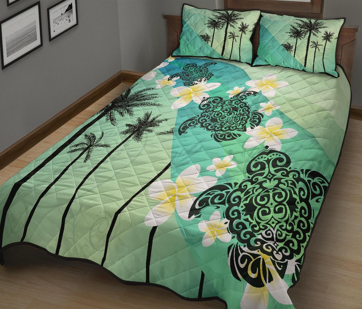turtle-plumeria-quilt-bed-set