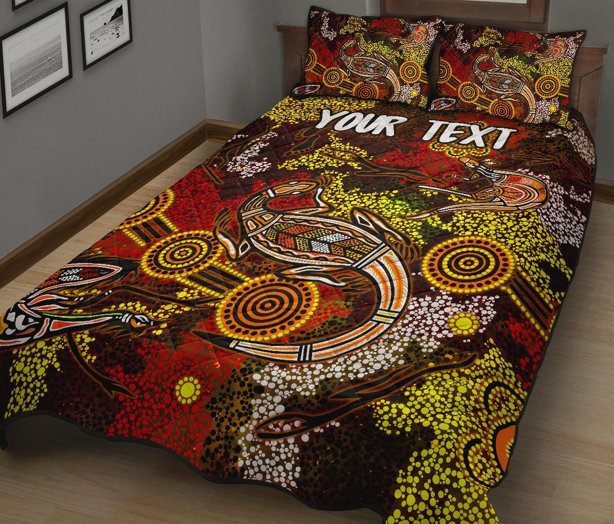 custom-aboriginal-quilt-bed-set-kangaroo-and-lizard-dot-painting-art