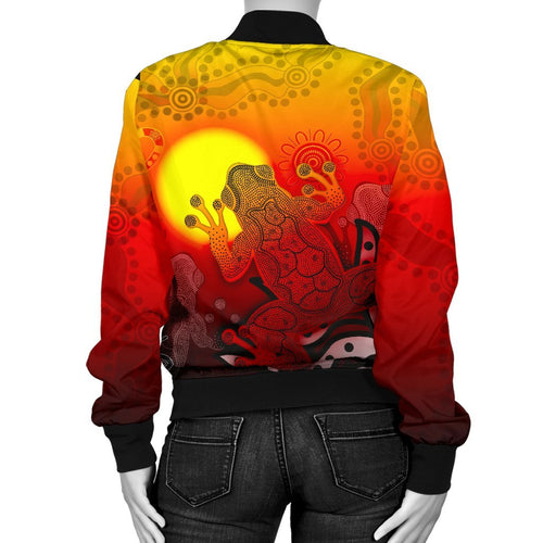 aboriginal-womens-bomber-jacket-indigenous-frog-red
