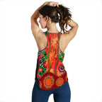 Aboriginal Women's Racerback Tank - Aussie Indigenous Patterns Orange - Vibe Hoodie