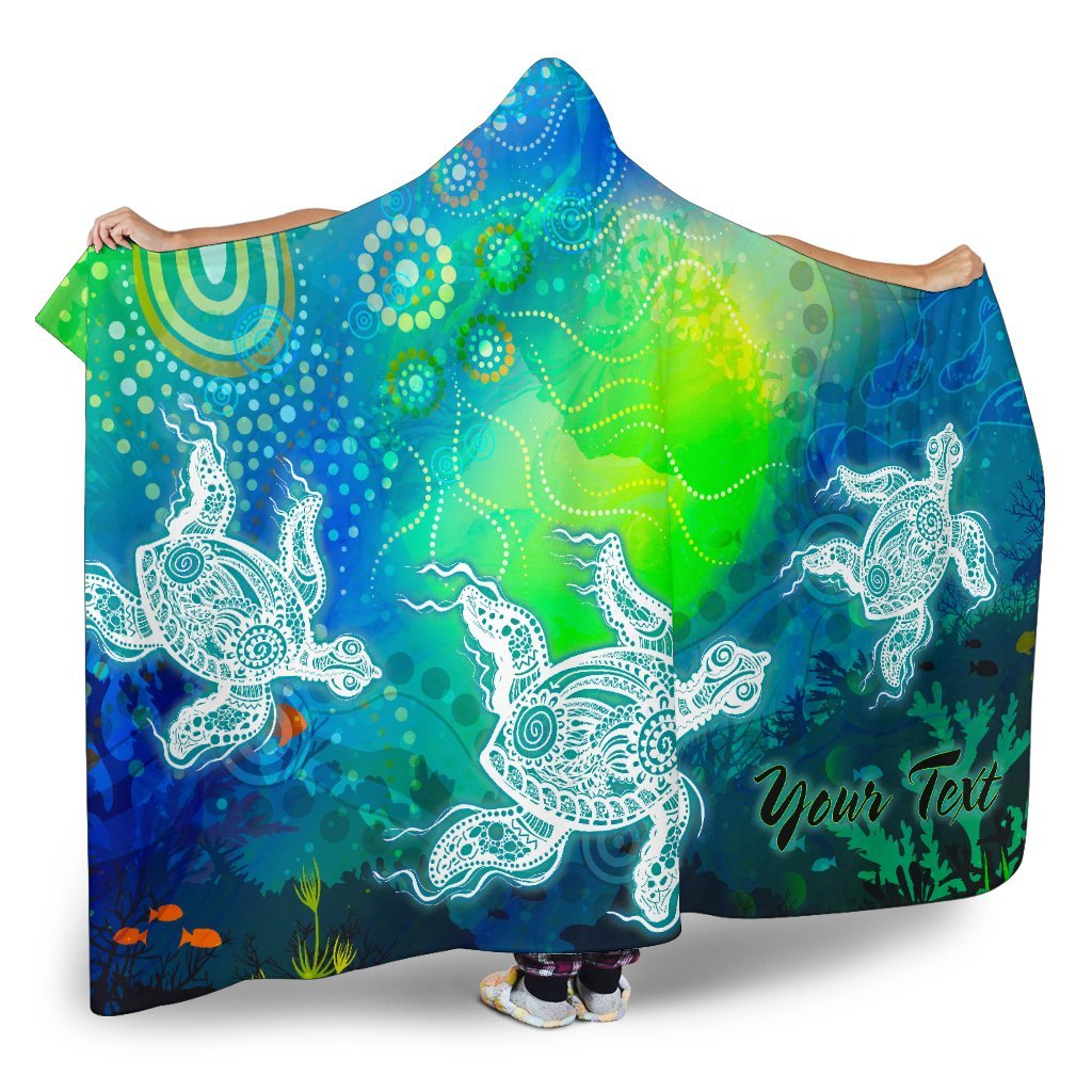 custom-text-aboriginal-hooded-blanket-indigenous-turtle-ocean-dot-painting-art