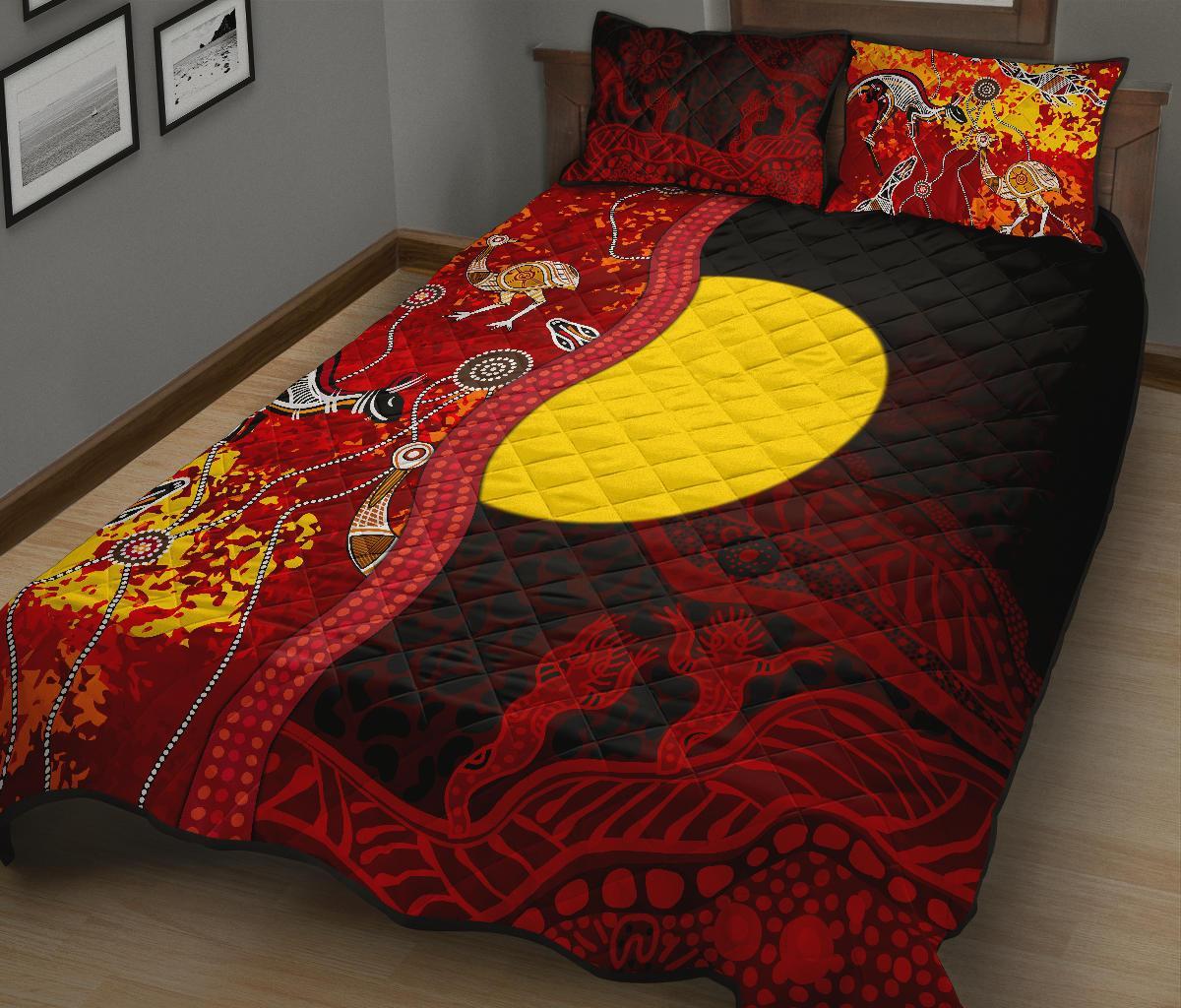 aboriginal-quilt-bed-set-red-indigenous-flag