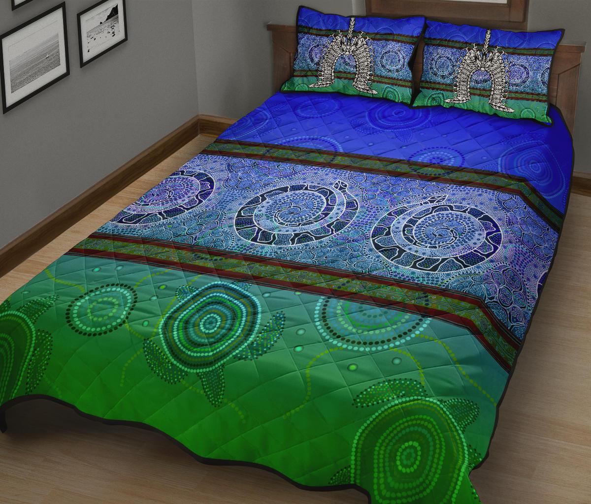 quilt-bed-set-turtle-with-dhari-mask-snake-patterns