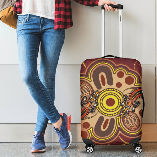 aboriginal-luggage-covers-indigenous-lizard-dot-painting-art