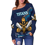 Gold Coast Women Off Shoulder Sweater Titans Gladiator Indigenous - Vibe Hoodie