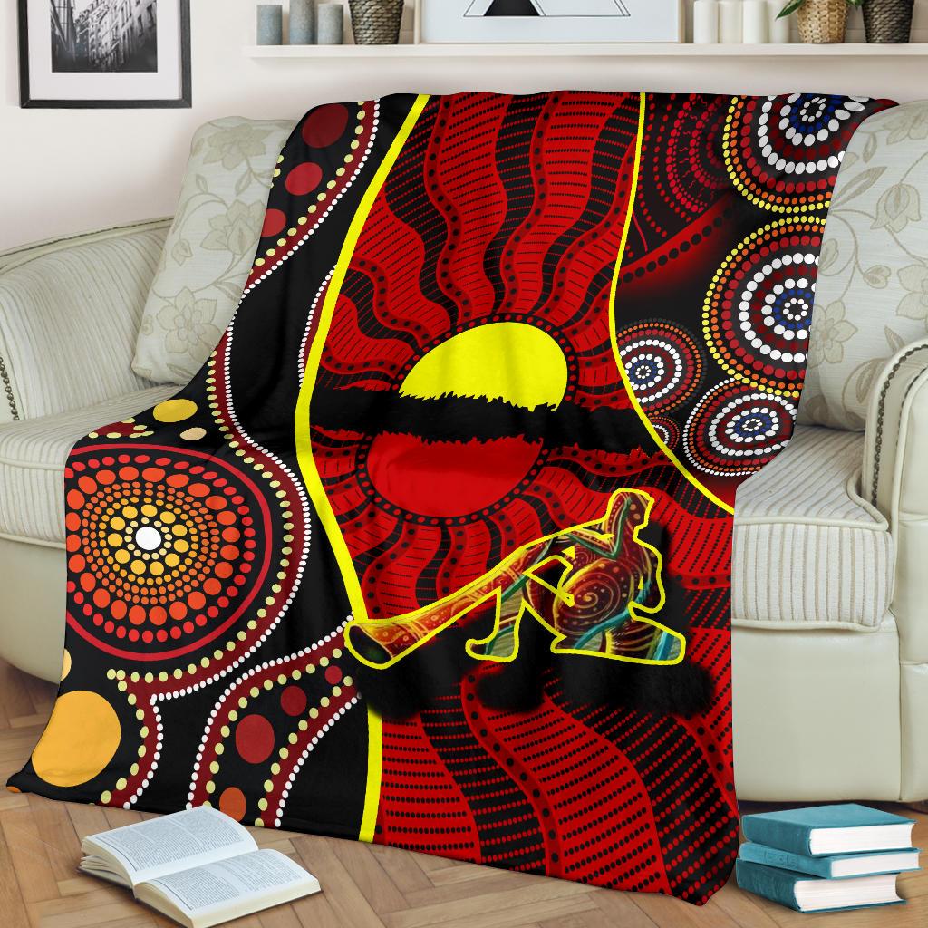 premium-blanket-australia-aboriginal-dots-with-didgeridoo