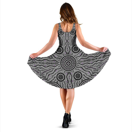 Midi Dress - Aboriginal Dot Painting Dress Ver04 - Vibe Hoodie
