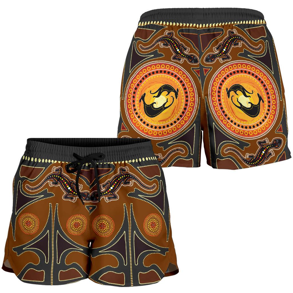 Aboriginal Shorts, Lizard - Kangaroo Dot Painting Women - Vibe Hoodie
