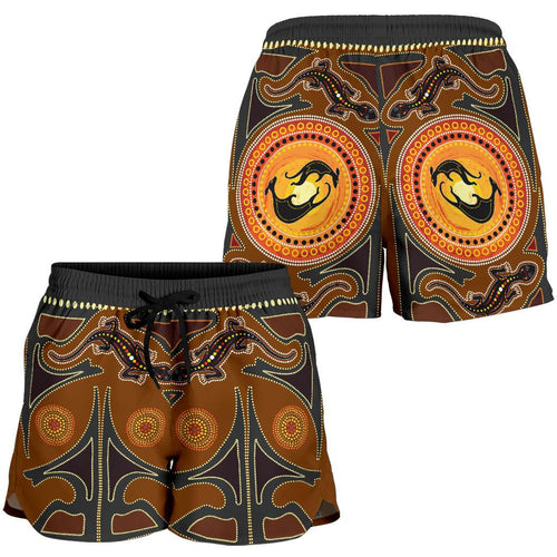 Aboriginal Shorts, Lizard - Kangaroo Dot Painting Women - Vibe Hoodie