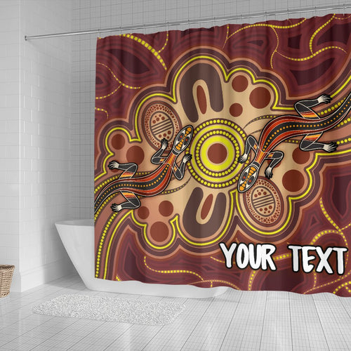 custom-aboriginal-shower-curtain-indigenous-lizard-dot-painting-art