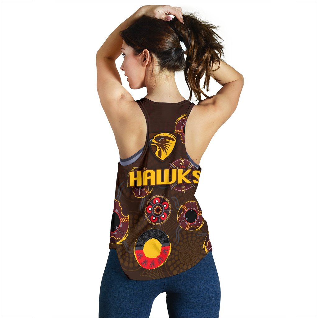 Hawthorn Women Racerback Tank Hawks Indigenous - Brown - Vibe Hoodie
