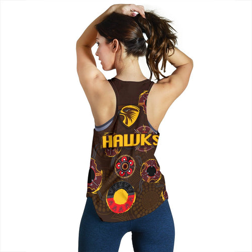 Hawthorn Women Racerback Tank Hawks Indigenous - Brown - Vibe Hoodie