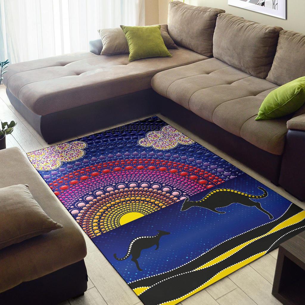 area-rug-sunset-over-the-sea-and-kangaroo-dot-painting