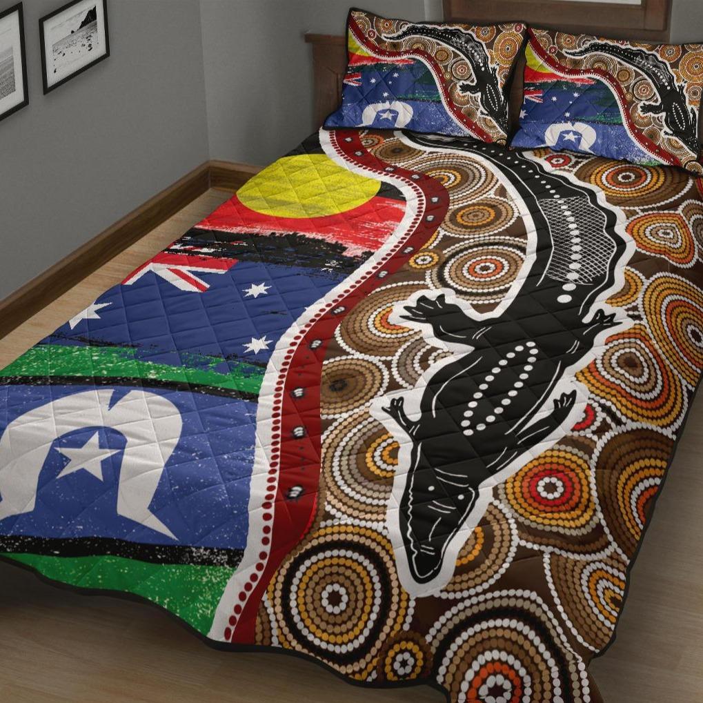 1saustralia-quilt-bed-set-australian-aboriginal-crocodile-with-naidoc-flags