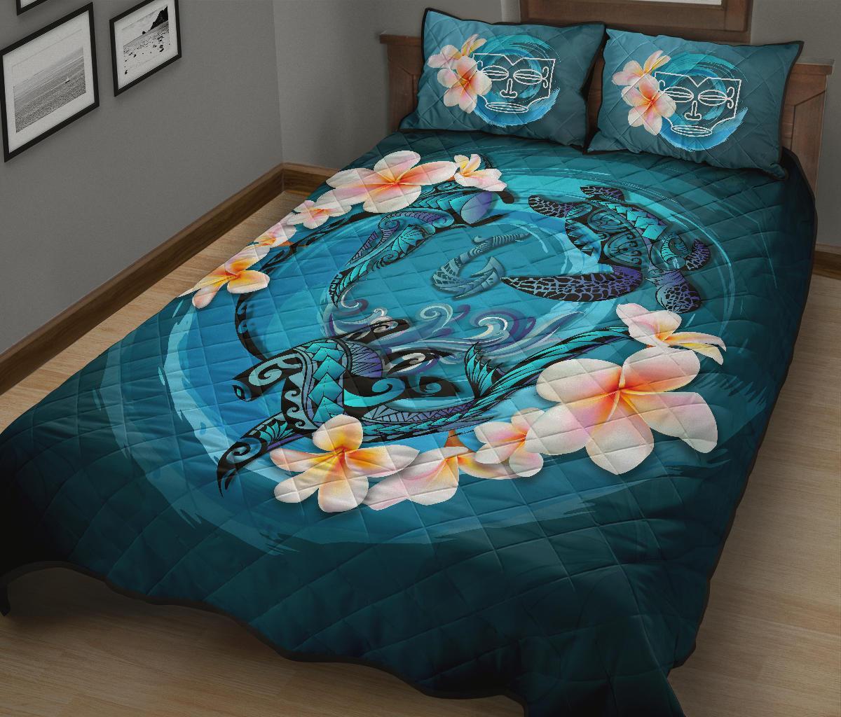 new-zealand-quilt-bed-set-blue-plumeria-animal-turtle-tattoo