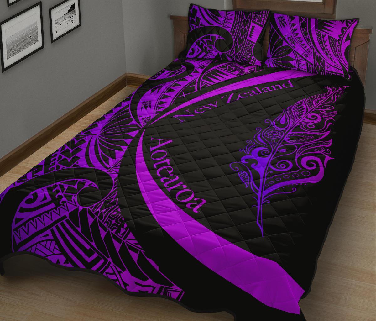 light-silver-fern-maori-quilt-bed-set-circle-style-purple