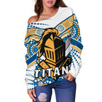Titans Knight Women's Off Shoulder Sweater Gold Coast - Vibe Hoodie
