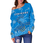 Strikers Women Off Shoulder Sweater Indigenous Blue Energy - Vibe Hoodie