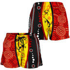 Aboriginal Women's Shorts - Dreamtime Koori Dance & Dot Acrylic Paint - Vibe Hoodie