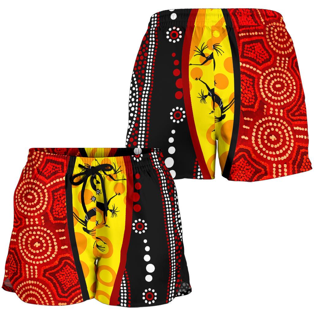 Aboriginal Women's Shorts - Dreamtime Koori Dance & Dot Acrylic Paint - Vibe Hoodie