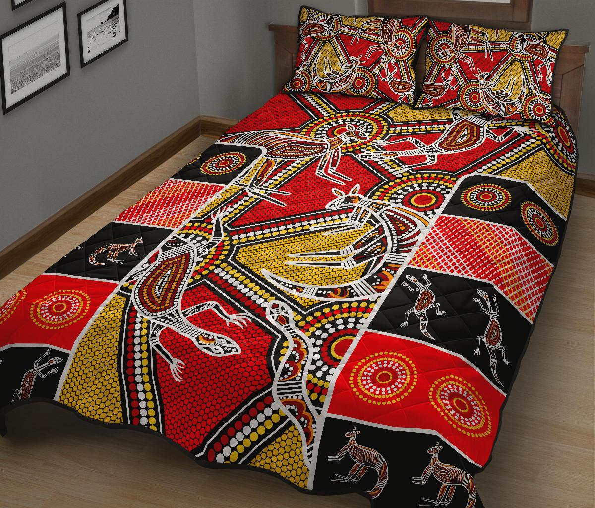 aboriginal-quilt-bed-set-kangaroo-dot-painting-patterns