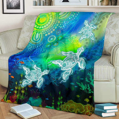 aboriginal-premium-blanket-indigenous-turtle-ocean-dot-painting-art