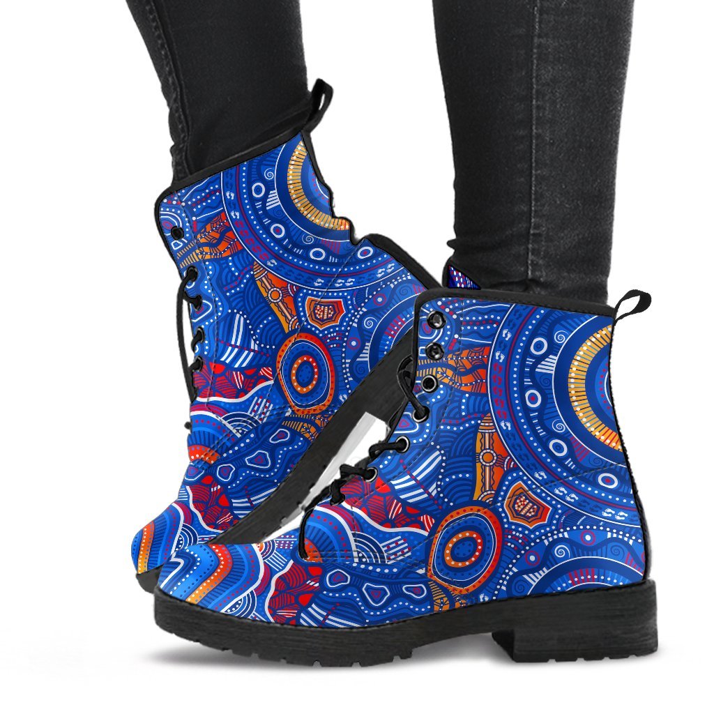 aboriginal-leather-boots-indigenous-footprint-patterns-blue-color