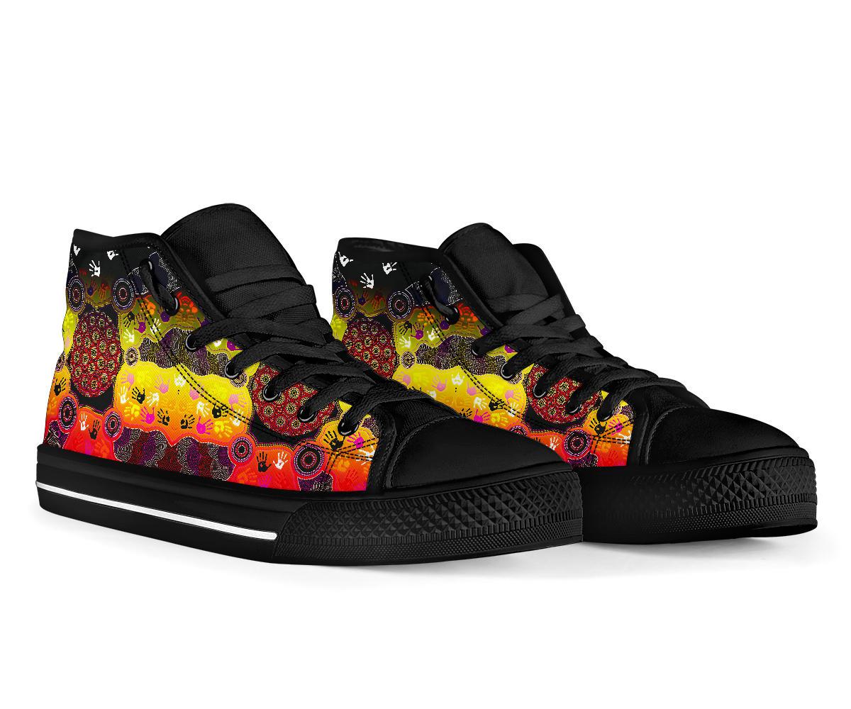 aboriginal-high-top-shoes-indigenous-circle-dot-painting-hand-art