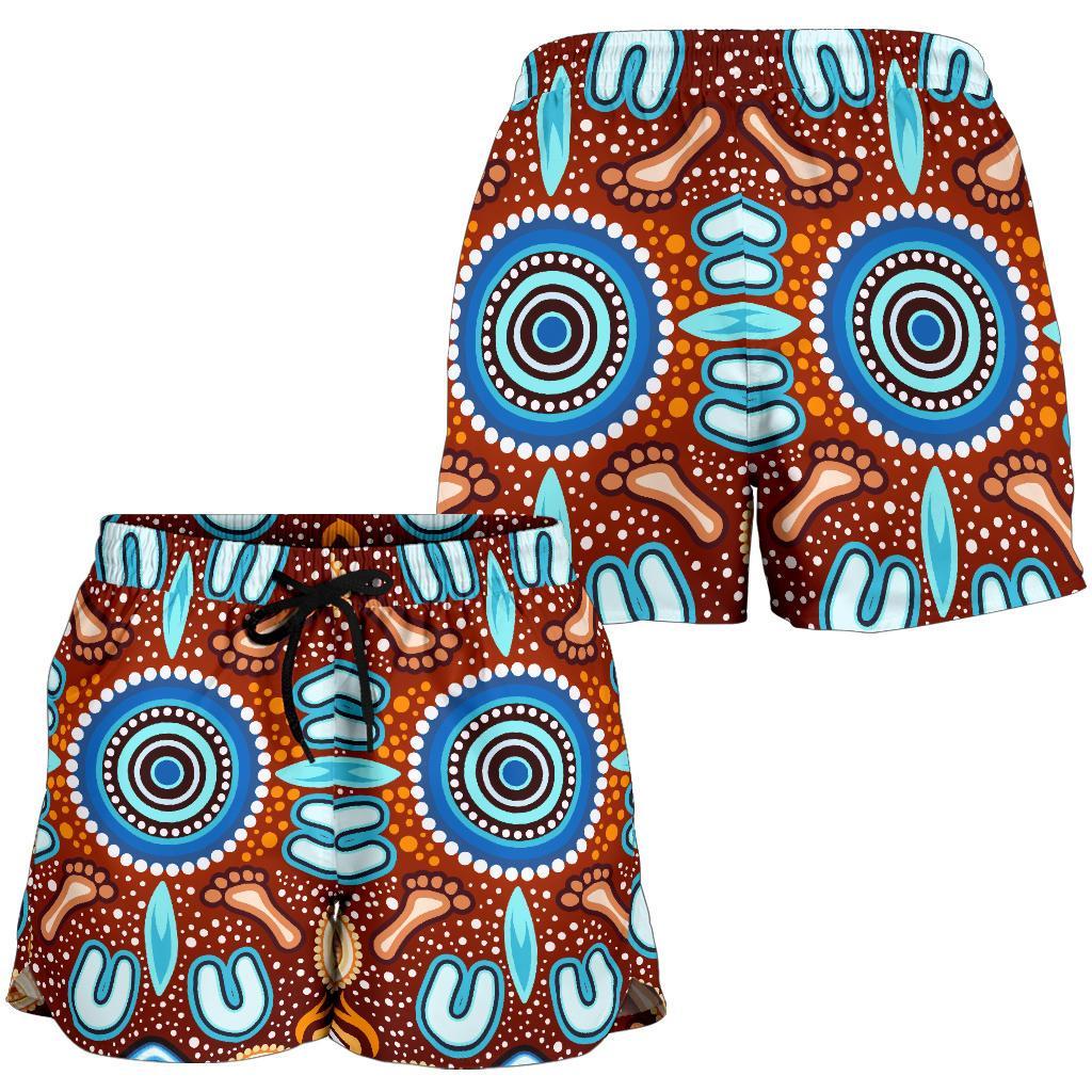 Aboriginal All Over Print Women's Shorts - Indigenous Circle Dot Painting Ver02 - Vibe Hoodie