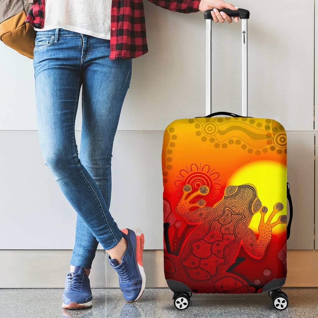 aboriginal-luggage-covers-indigenous-frog-red