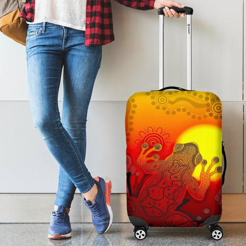 aboriginal-luggage-covers-indigenous-frog-red