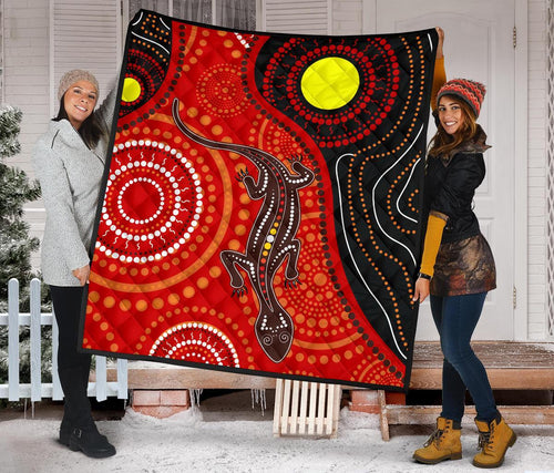 aboriginal-premium-quilt-australia-lizard-dot-painting-art
