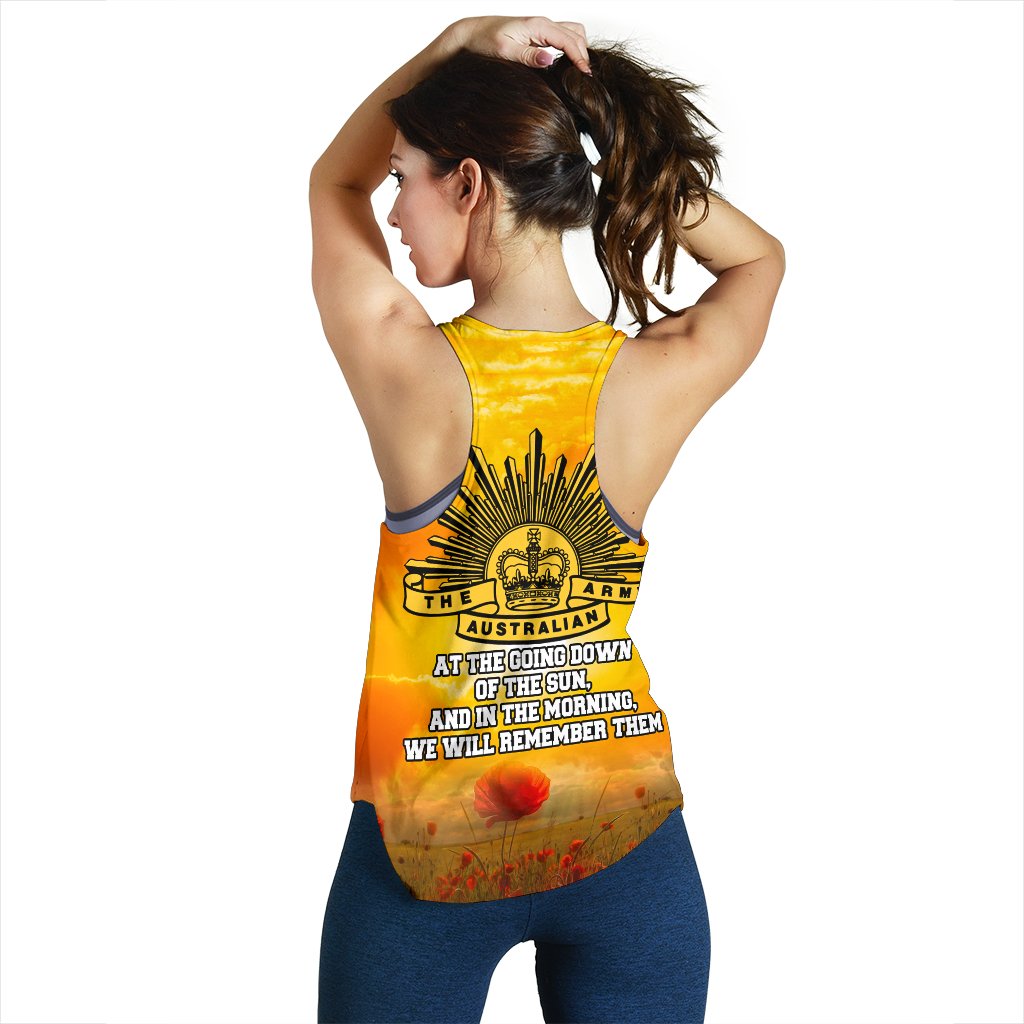 Anzac Women's Racerback Tank - Lest We Forget Aboriginal Version - Vibe Hoodie