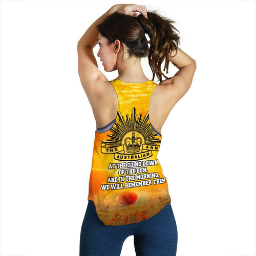 Anzac Women's Racerback Tank - Lest We Forget Aboriginal Version - Vibe Hoodie