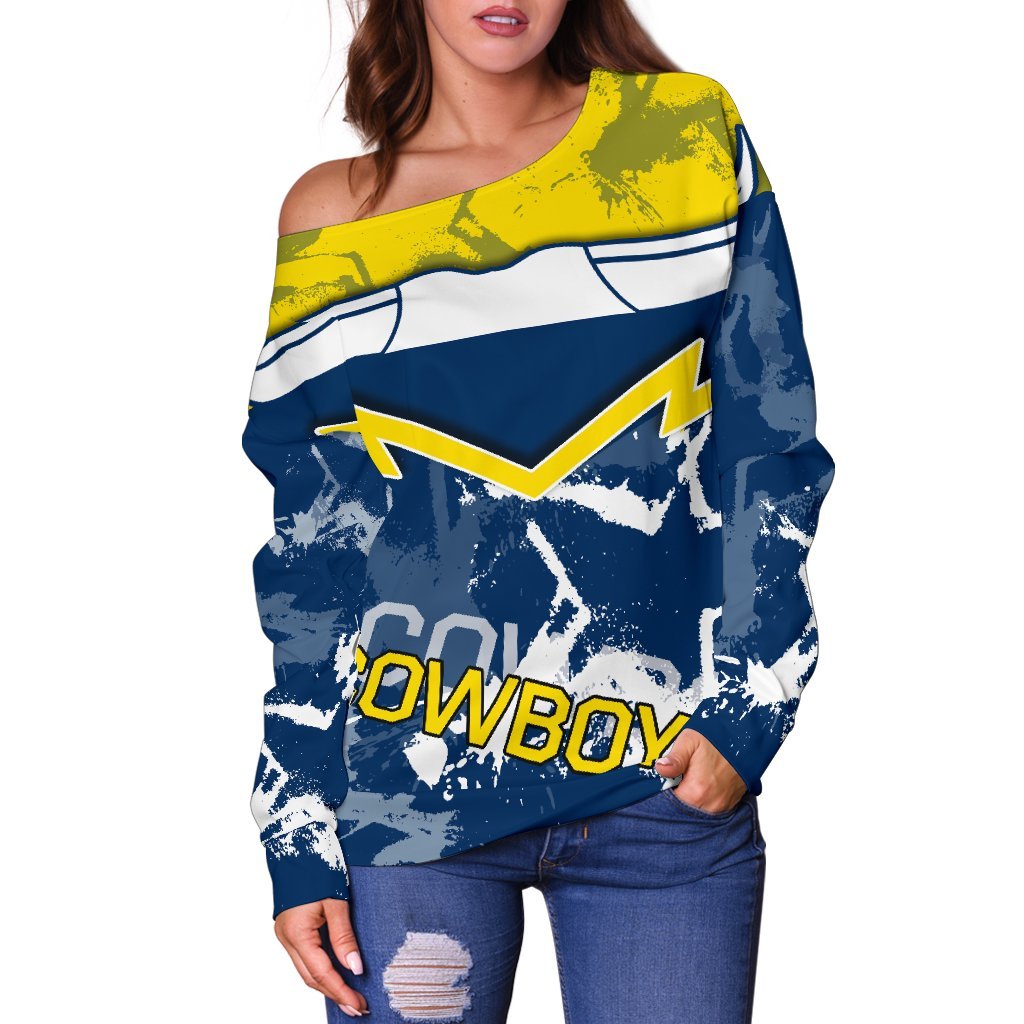 Cowboys Women's Off Shoulder Sweater - Vibe Hoodie