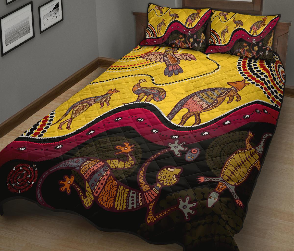 aboriginal-quilt-bed-set-indigenous-animals-life-art