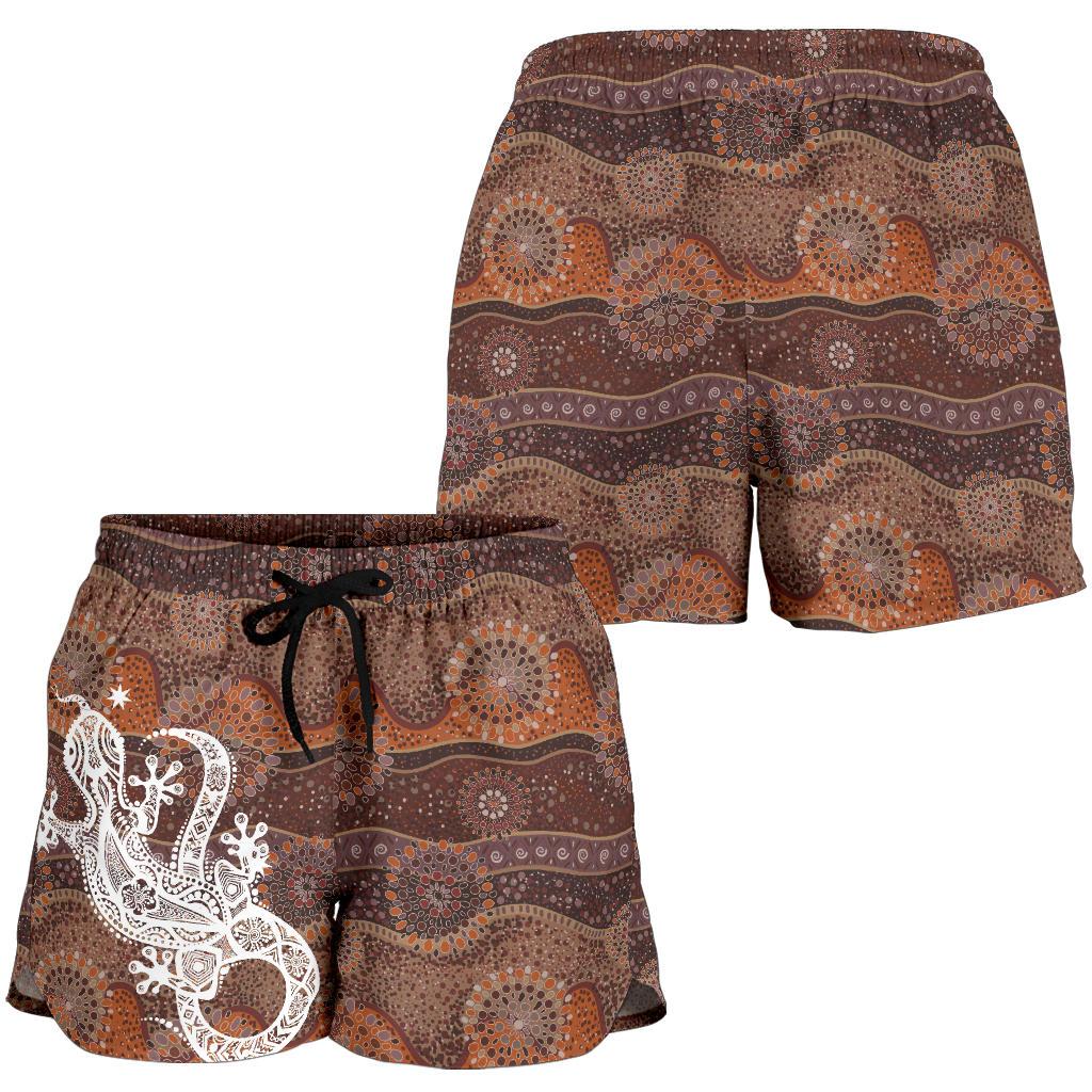 Aboriginal Shorts, Lizard  Circle Indigenous Dot Painting Women - Vibe Hoodie