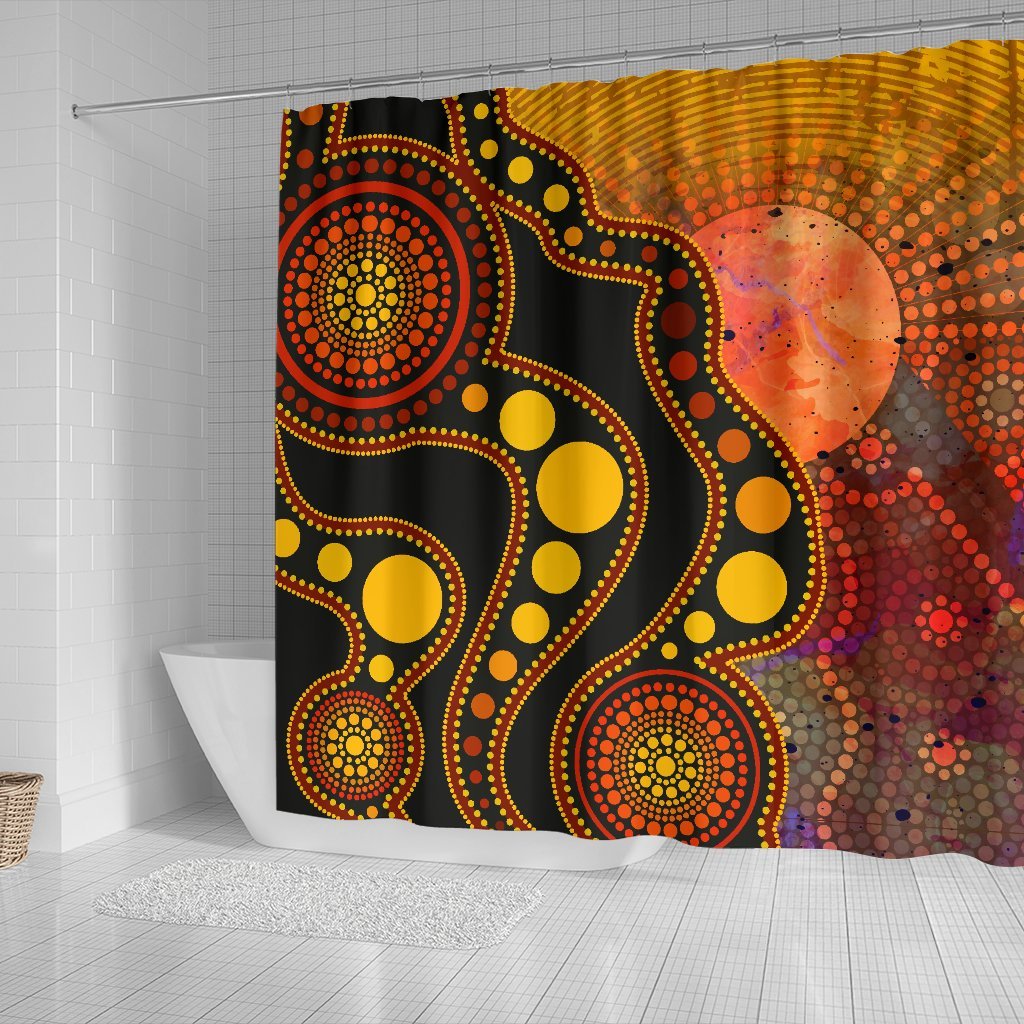 aboriginal-shower-curtain-australia-indigenous-flag-circle-dot-painting-art-golden