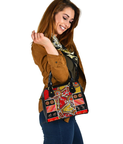Aboriginal Shoulder Handbag, Kangaroo Dot Painting Patterns - Vibe Hoodie