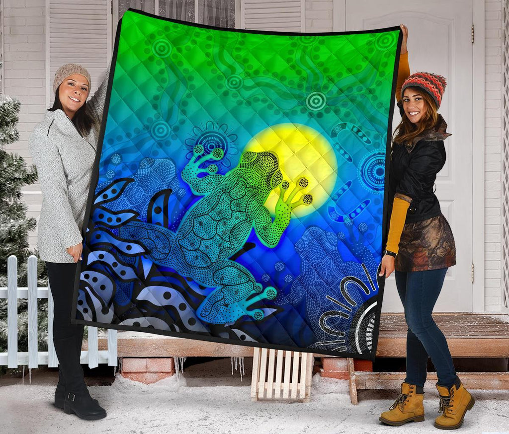 aboriginal-premium-quilt-indigenous-frog-blue
