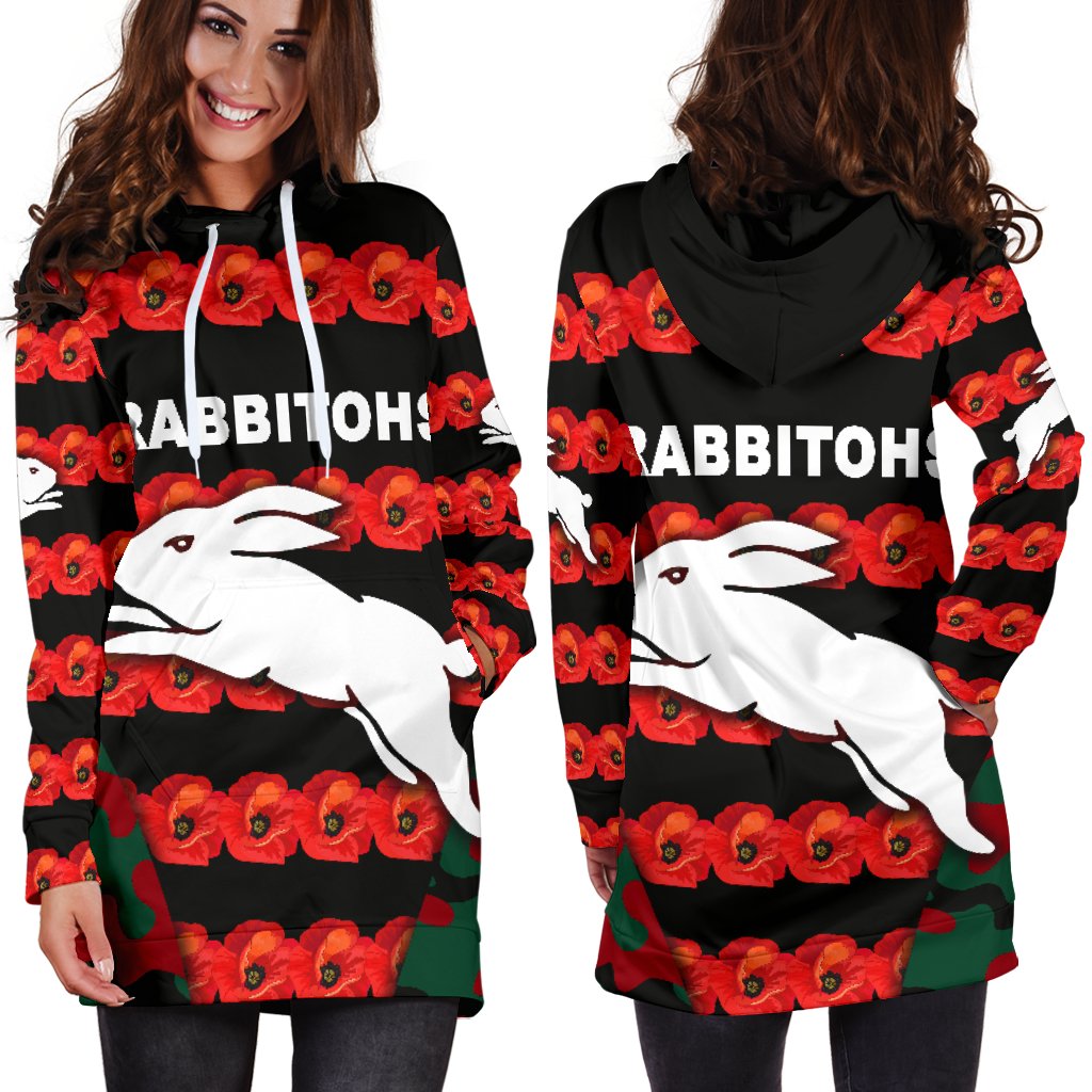 south-sydney-rabbitohs-womens-hoodie-dress-anzac-day-poppy-flower-vibes