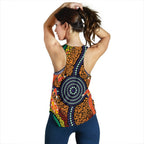 1st Australia Women Racerback Tank - Aboriginal Two Lizards Dot Painting Circle - Vibe Hoodie