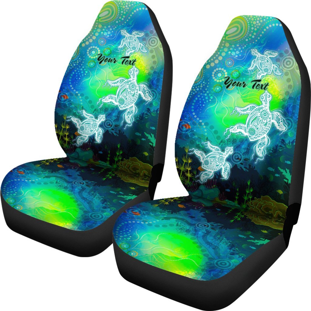 custom-text-aboriginal-car-seat-covers-indigenous-turtle-ocean-dot-painting-art