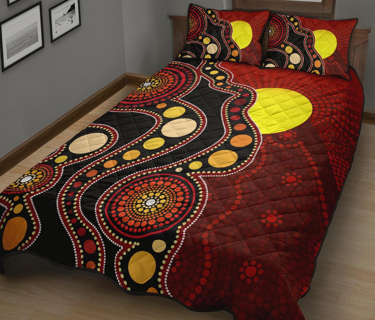 aboriginal-quilt-set-cover-australia-aboriginal-lives-matter-flag-circle-dot-painting-art-quilt-bed-set